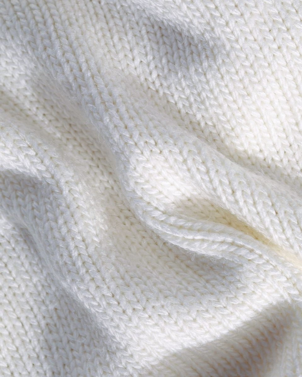 Knitted Cotton Throw, Cream view 3