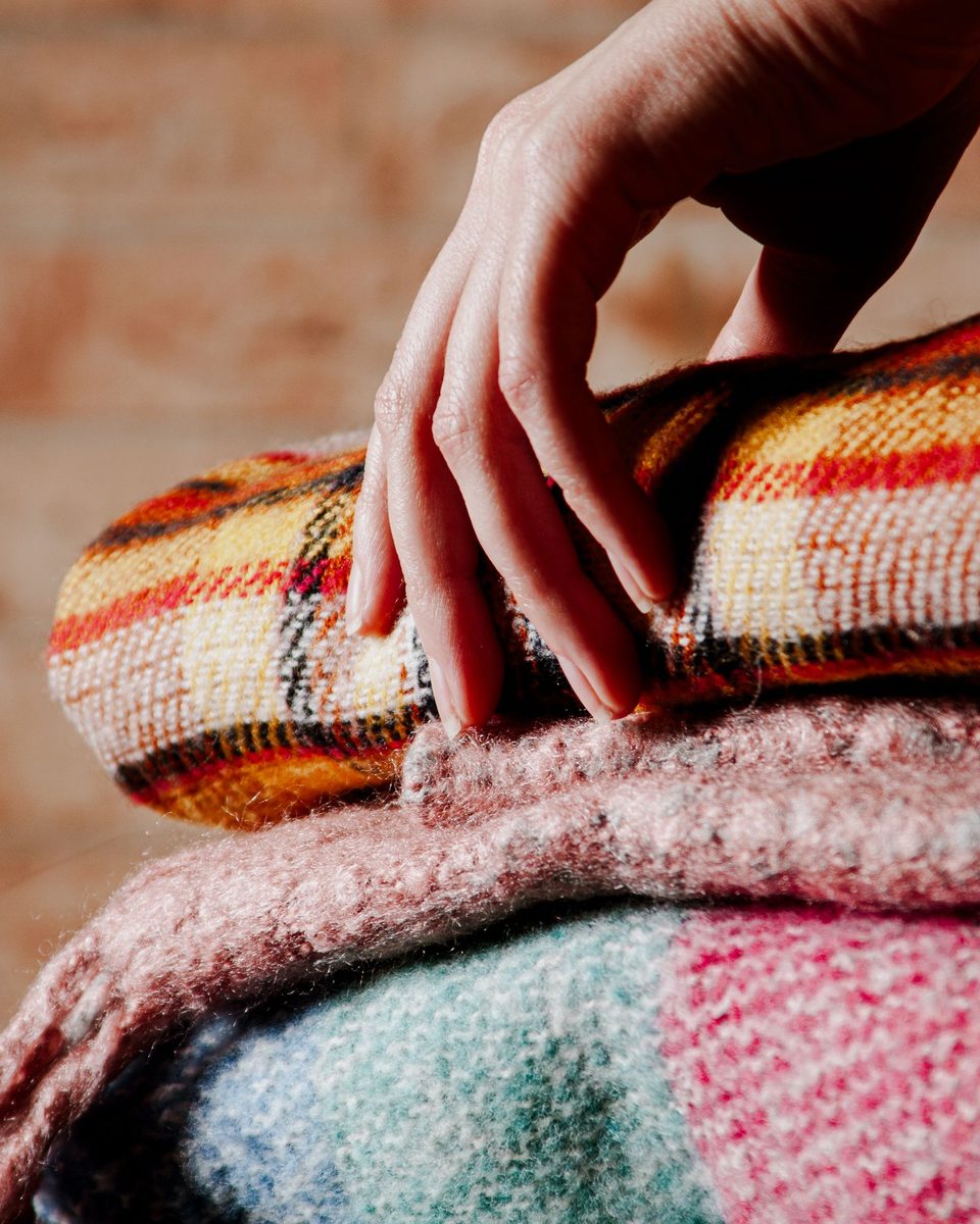 Recycled Wool Throw, Check